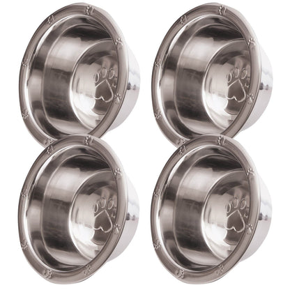 Jeffers Stainless Steel Embossed Wide-Lip Food & Water Pet Bowls