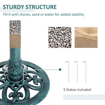Resin Bird Bath Green Verdigris Pedestal 27 Inch
