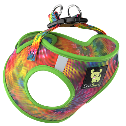 EcoBark Step In Dog Harness - XXXS to Small Breeds- Reflective Soft Mesh Harness for Teacup, Small Dogs and Puppies / Tie-dye
