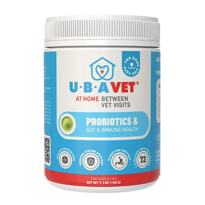 UBAVET Probiotics & Gut + Immune Health Support for Dogs & Cats – 5.3 oz / 150 g Powder
