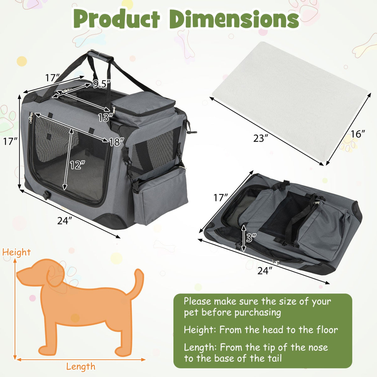 Soft Collapsible Dog Crate with Mesh Windows and 3 Doors