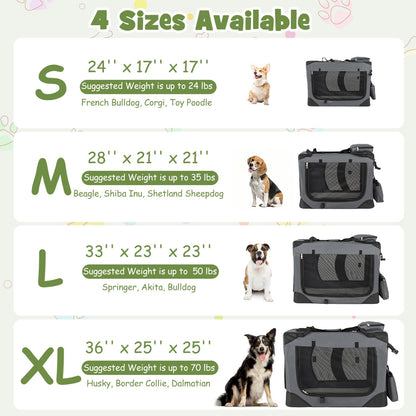 Soft Collapsible Dog Crate with Mesh Windows and 3 Doors