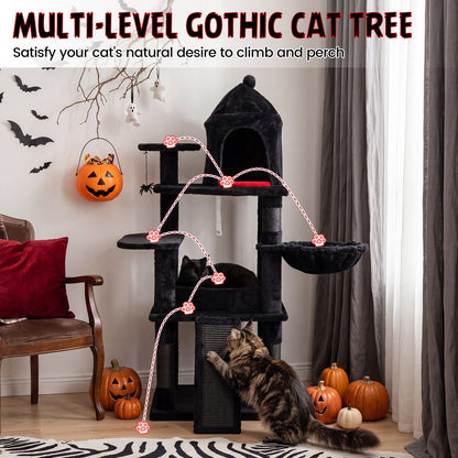 50-Inch Gothic Multi-Level Cat Tree with Castle House