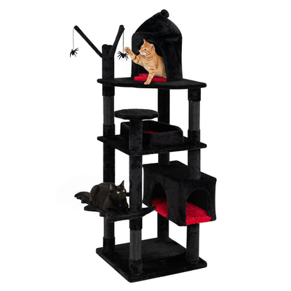 70-Inch Gothic Cat Tree with Castle and Coffin Bed