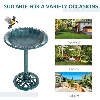 Resin Bird Bath Green Verdigris Pedestal 27 Inch