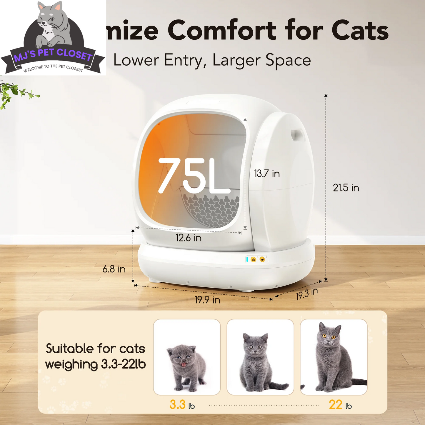 Smart Self-Cleaning Cat Litter Box with APP Control and Safety Features