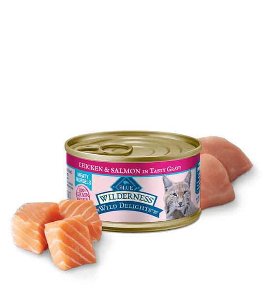 Blue Buffalo Wilderness Wild Delights Adult Chicken and Salmon Entree Wet Cat Can (3oz)