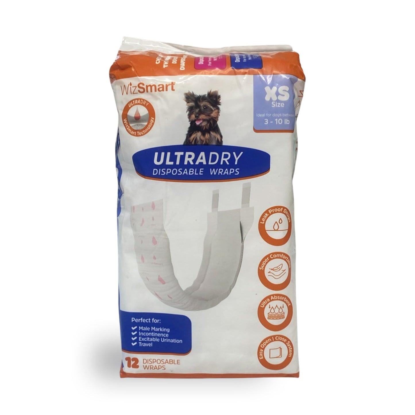 WizSmart UltraDry Disposable Male Dog Wraps
