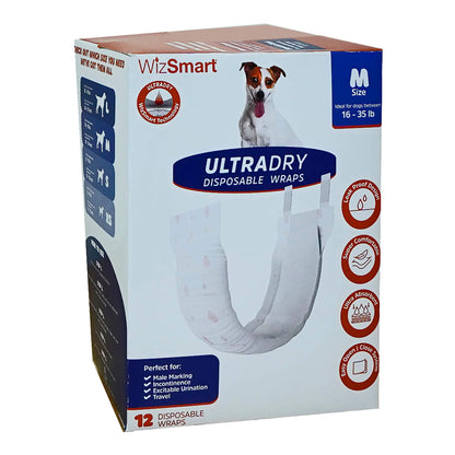 WizSmart UltraDry Disposable Male Dog Wraps