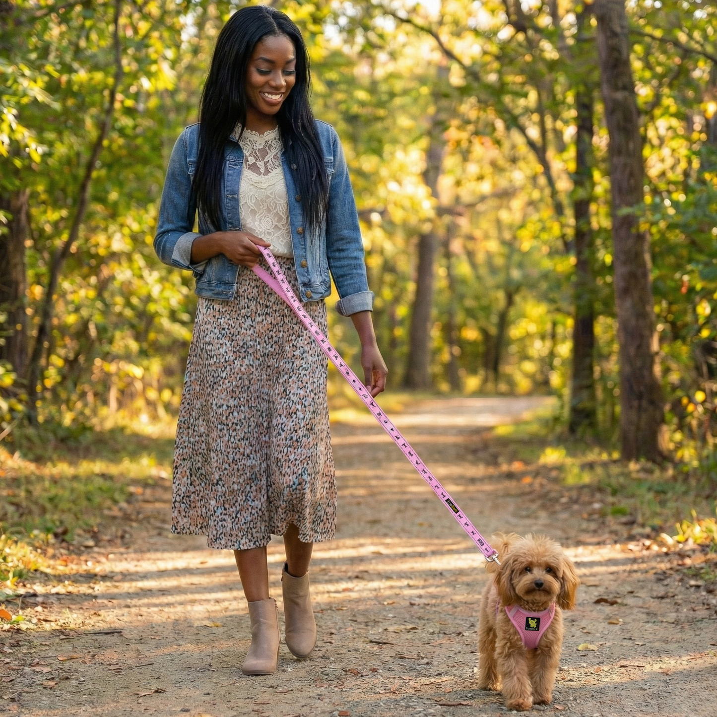 EcoBark Step In Dog Harness - XXXS to Small Breeds- Reflective Soft Mesh Harness for Teacup, Small Dogs and Puppies / Baby Pink